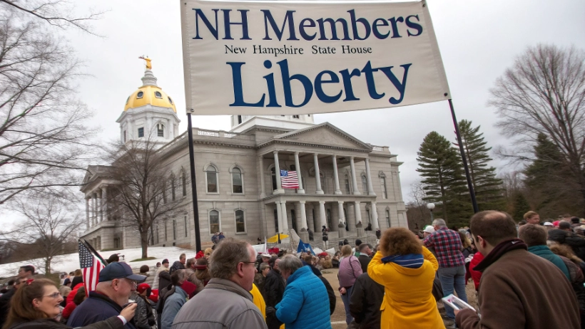Group of We the People NH members gathered at New Hampshire State House for liberty rally