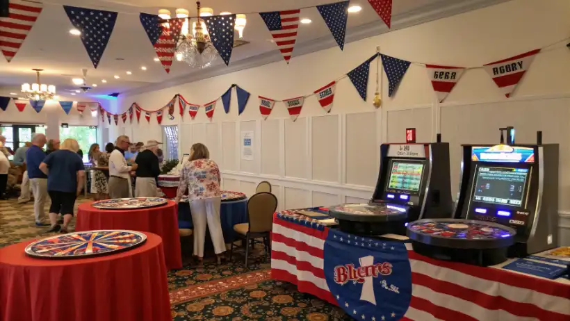 New Hampshire liberty fundraising event with casino-themed entertainment and patriotic decorations